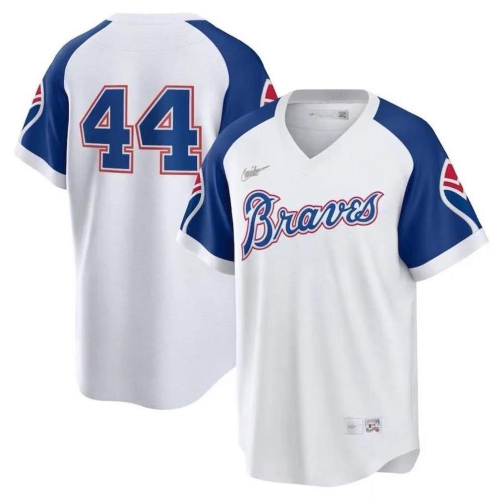 Nike Atlanta Braves Throwback Cooperstown Game Jersey Hank Aaron #44 (XL) NWT